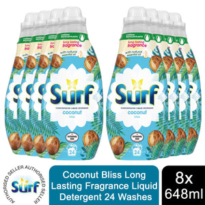 4x or 8x (96W or 192W) Surf Long Lasting Fragrance Liquid Detergent 24W, 648ml