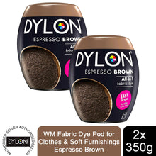 Load image into Gallery viewer, DYLON Washing Machine Fabric Dye Pod, Espresso Brown, 2 Packs of 350g