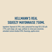 Load image into Gallery viewer, Hellmann&#39;s Real 100% Eggs Free Mayonnaise Squeezy Bottles of 430ml&amp;750ml