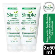 Load image into Gallery viewer, 1x or 2x 50ml Simple Regeneration Age Resisting DayCream With Green Tea Goodness