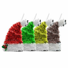 Load image into Gallery viewer, Christmas Decoration Santa hat tinsel 3D Medium 14 cm 4 assorted colour