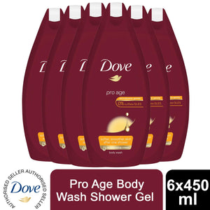 6 Pack Dove Pro Age Body Wash with 0% Sulfate SLES, 450ml