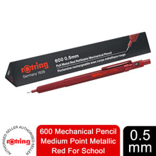 Load image into Gallery viewer, Rotring 600 Mechanical Pencil Medium Point Metallic Red 0.5 mm For School
