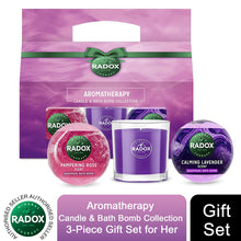 Load image into Gallery viewer, Radox Aromatherapy Candle &amp; Bath Bomb Collection 3-Piece Gift Set for Her