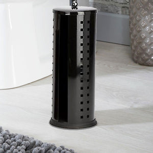 Harewood Toilet Roll and Toilet Brush Holder Home Office Accessory, Black