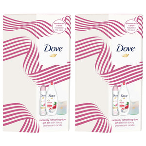 Dove Radiantly Refreshing Gift Set Present For Women, Girls, Mum, Bath & Candles