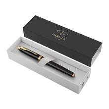 Load image into Gallery viewer, Parker IM Fountain Pen Black Lacquer Medium Point Blue Ink Gift Box