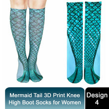 Load image into Gallery viewer, Mermaid Tail 3D Print Women Girl Knee High Boot Socks
