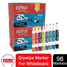 Load image into Gallery viewer, Berol Whiteboard Marker Dry Wipe Bold Bullet Tip Assorted Inks 96 Pack