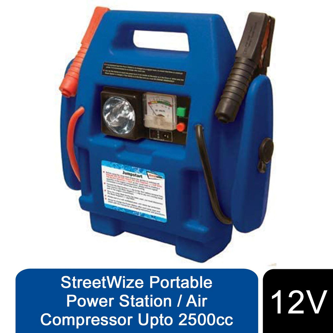 Streetwize 12v Portable Power Station & Jump Starter Air Compressor Up To 2500cc