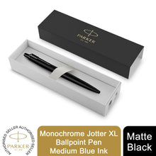 Load image into Gallery viewer, Parker Jotter Ballpoint Pen Matte Black Medium Nib Blue Ink XL Gift Box