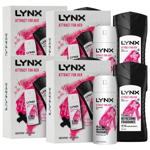 Lynx Attract for Her Duo Gift Set For Her, Body Spray 150ml & Bodywash 225ml