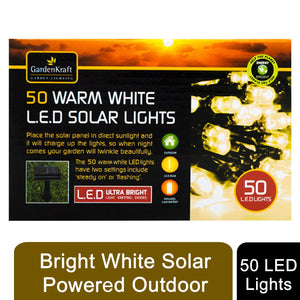 Dusk Till Dawn Solar Powered 50 or 100 LED String White Lights, White or Amber