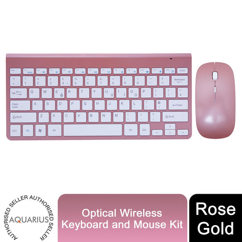 Aquarius Optical Wireless Keyboard and Mouse USB Receiver Kit For PC, Rose Gold