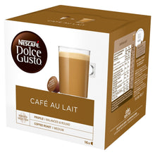 Load image into Gallery viewer, Nescafe Dolce Gusto Coffee Pods Caps Box of 16 Cafe Au Lait Decaf