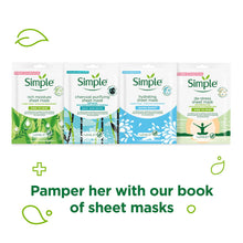 Load image into Gallery viewer, Simple Book of Treat Face Sheet Masks 4pcs Gift Set For Her with Headband