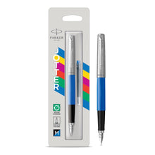Load image into Gallery viewer, Parker Jotter Fountain Pen Originals Blue Finish Medium Nib Blue &amp; Black Ink