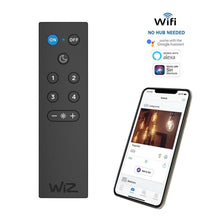 Load image into Gallery viewer, The Wiimote lets you have quick and easy control of your WiZ lights. Set the lights to turn on/off, adjust brightness, change to the night light, and choose from four favorite light modes just by pressing a button. Works with all WiZ Connected products an