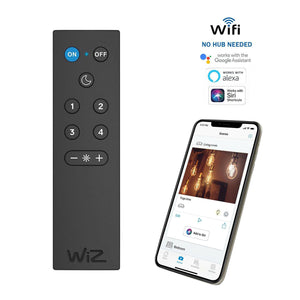 The Wiimote lets you have quick and easy control of your WiZ lights. Set the lights to turn on/off, adjust brightness, change to the night light, and choose from four favorite light modes just by pressing a button. Works with all WiZ Connected products an