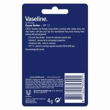 Load image into Gallery viewer, 3x4g Vaseline Lip Therapy+SPF15 PetroleumJelly Stick - Aloe/Original/Cocoa/Rosy