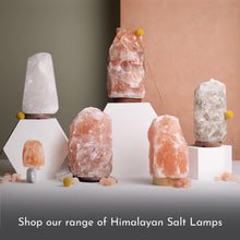 Load image into Gallery viewer, Haven Himalayan Crystal Handcrafted Salt Lamp on a Premium Wooden Base - Small