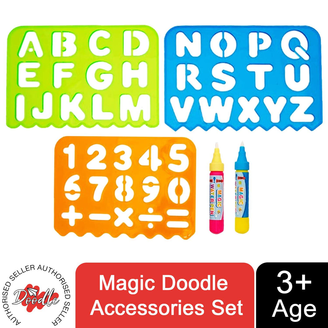 Doodle Water Painting Aqua Doodle Accessories Set - 5 Stencils with 2 Water Pens