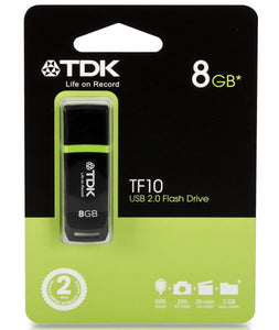 TDK TF10 USB 2.0 Flash Drive - Black : 8GB