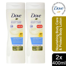 Load image into Gallery viewer, 2x400ml Dove Nourishing Body Care &amp; Protect SPF 15 Body Lotion