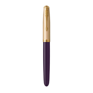 Parker 51 Fountain Pen Delux Black Fine 18k Gold Nib Black Ink in Gift Box