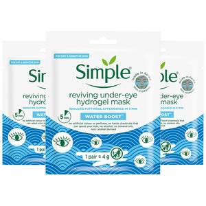3x Simple Sensitive Skin Expert 100% Hydrogel UnderEye Mask Brightening/Reviving