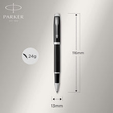 Load image into Gallery viewer, Parker IM Rollerball Pen Black Lacquer Chrome Trim Fine Point Black Ink