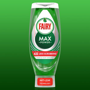Fairy MaxPower 4x Less Scrubbing Washing Up Liquid for Tough Stains, 3x660 ml