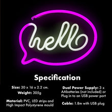 Load image into Gallery viewer, Aquarius Neon Hello Shape Colorful LED Night Light For Kids Room Decoration
