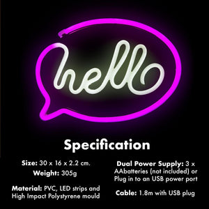 Aquarius Neon Hello Shape Colorful LED Night Light For Kids Room Decoration