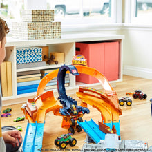 Load image into Gallery viewer, Hot Wheels Monster Trucks Demo 2-Pk Assorted &amp; Truck Scorpion Sting Raceway