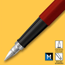 Load image into Gallery viewer, Parker Jotter Fountain Pen Originals Red Finish Medium Nib Blue &amp; Black Ink