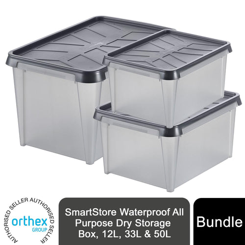 1 of Each SmartStore Waterproof All-Purpose Dry Storage Box, 12L, 33L & 50L