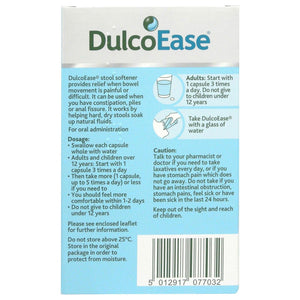 2 Pack DulcoEase Stool Softener 100mg Constipation Relief Capsules, 30 Capsules