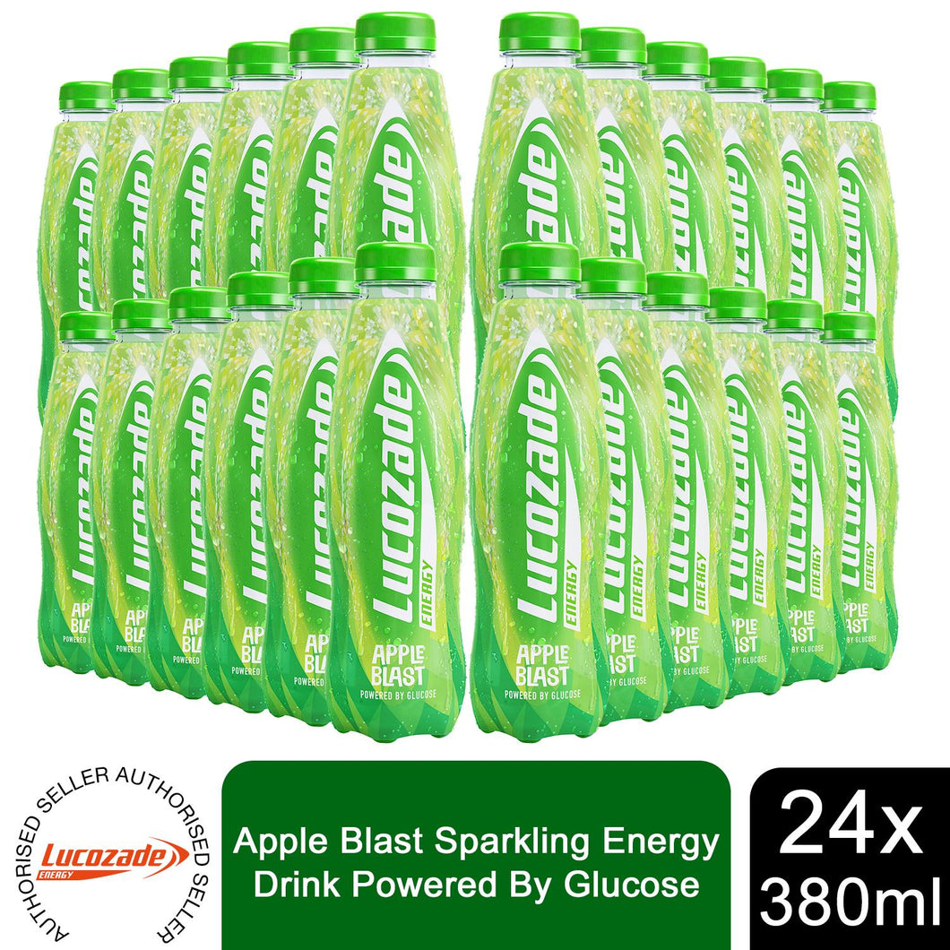 Lucozade Energy Apple Sparkling Energy Drink Powered By Glucose, 24x380ml