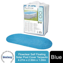 Load image into Gallery viewer, Flowclear Self Floating Solar Pool Cover Tarpaulin 4.27m x 2.50m x 1.00m, Blue