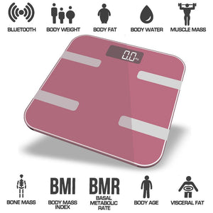 Aquarius 9 in 1 Digital Bathroom Weighing Scales, Rose Gold