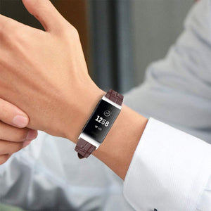 Real Leather Watch Band for Fitbit Charge 3 High Quality And Comfortable- Brown