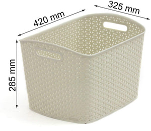 My Style XL Nestable Rattan Basket - 28L XL Rectangle - Vintage White