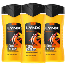 Load image into Gallery viewer, 3pk of 250ml Lynx 12hrs Refreshing Fragrance Shower Gel with 100% Moisturisers