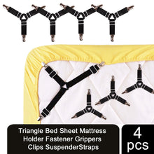 Load image into Gallery viewer, Triangle Bed Sheet Mattress Holder Fastener Grippers Clips Suspender Straps 4pcs