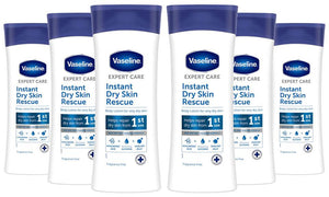 6x400ml Vaseline ExpertCare Instant DrySkin Rescue or Elasticity Restore Lotion