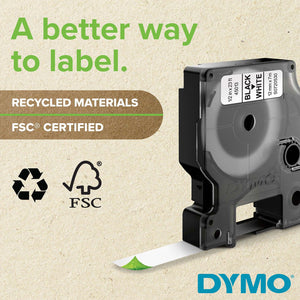 DYMO Rhino Poly Labels Self-Adhesive Industrial 12mm x 5.5m Black Print on White