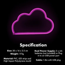 Load image into Gallery viewer, Aquarius Neon Cloud Shape Neon Light Pink Color LED Night Lights