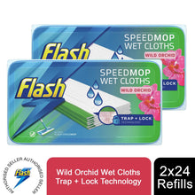 Load image into Gallery viewer, Flash Speedmop Wild Orchid Scented Wet Cloths Trap+Lock, 48 Refills (2*24)