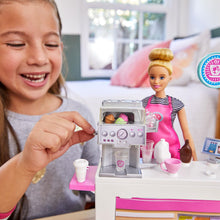 Load image into Gallery viewer, Barbie® Coffee Shop Playset with Doll and Play Pieces